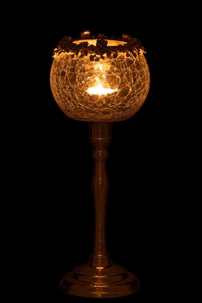 J-line - Theelichthouder Viane Metaal Goud Large - 10.2x7.6x33cm