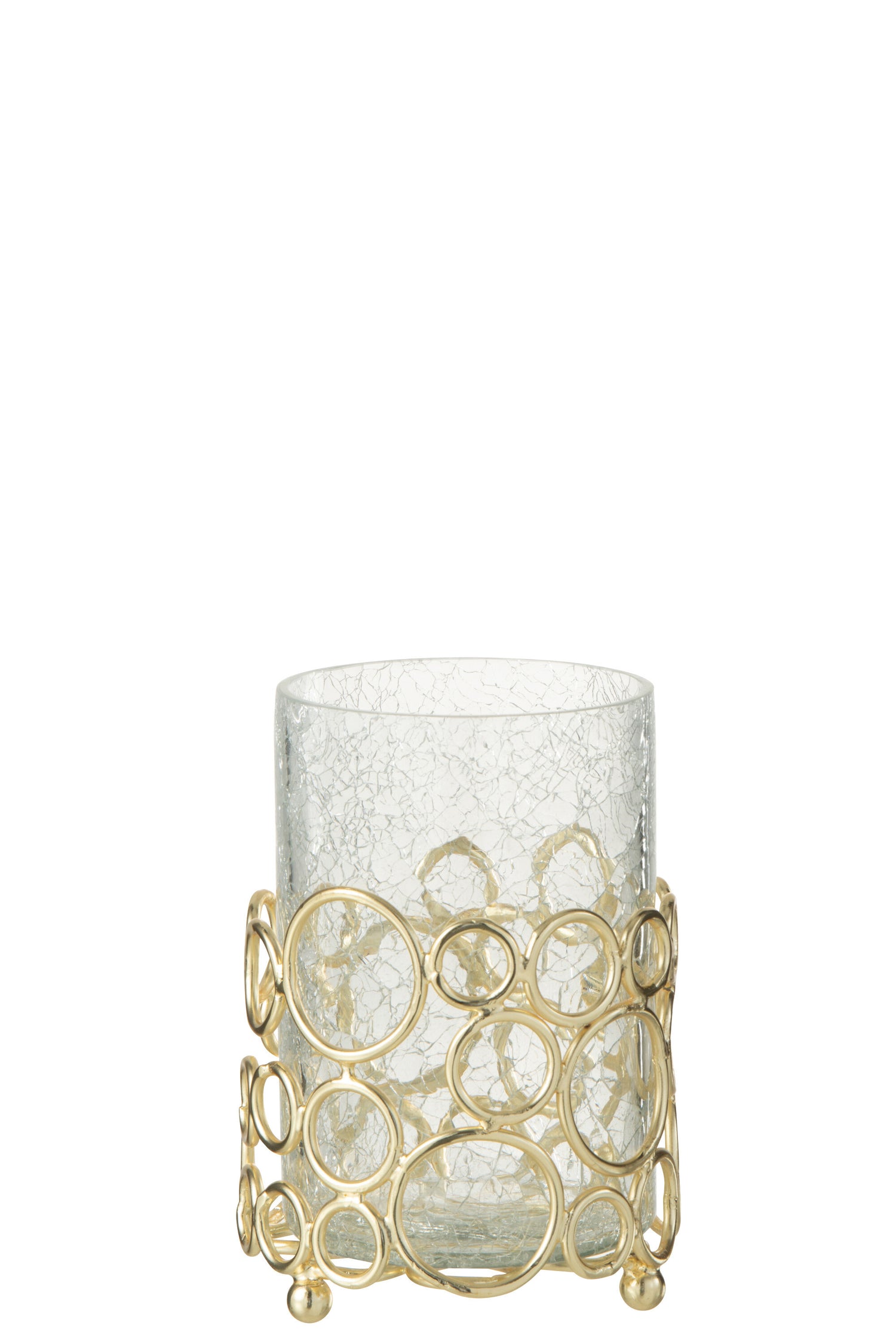 J-line - Kaarshouder Kyev Glas Transparant|goud Medium - 10x10x16.5cm