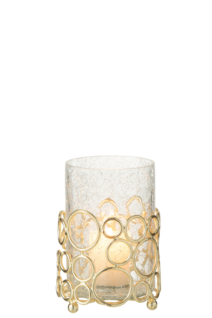 J-line - Kaarshouder Kyev Glas Transparant|goud Medium - 10x10x16.5cm