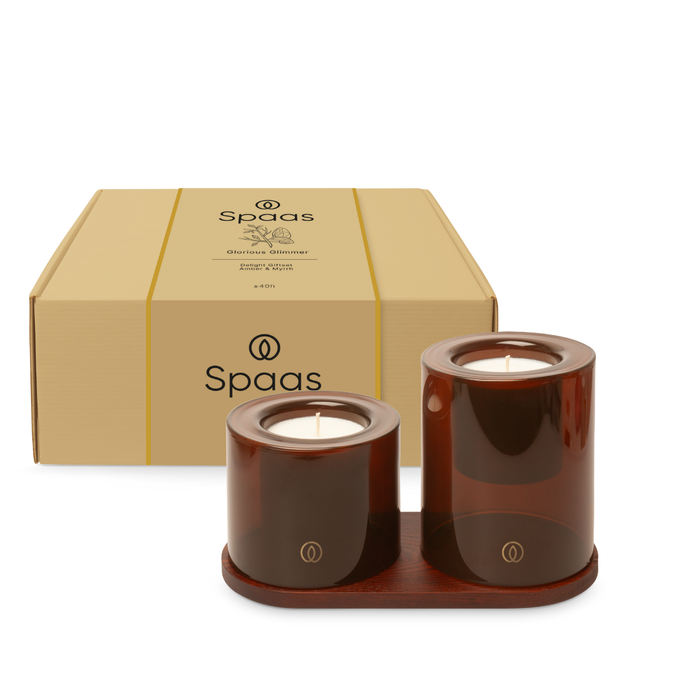 Spaas Delight Giftbox Glorious Glimmer – 2 Geurkaarsen & Schaal