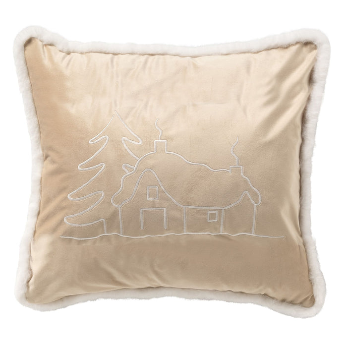 Alpes - Kerst kussenhoezen - 45x45 cm, wit