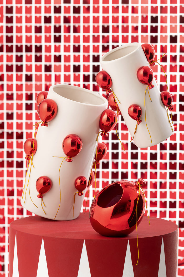 J-Line bloempot Ballon - keramiek - rood - small