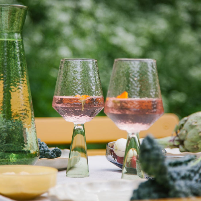 Brût Homeware, Wijnglas Claude, helder | groen, set van 2