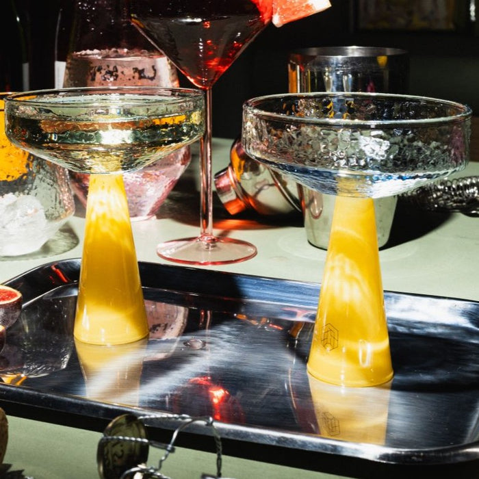 Brût Homeware, Coupe Claude, licht blauw | geel topaas, set van 2