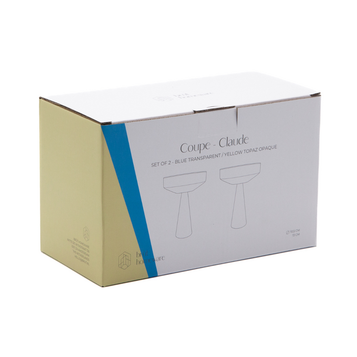 Brût Homeware, Coupe Claude, licht blauw | geel topaas, set van 2