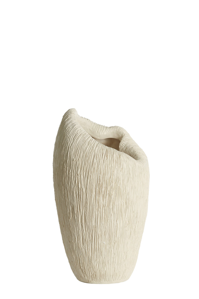 Light & Living vaas DENISA kunststof crème – 28x26,5x50 cm