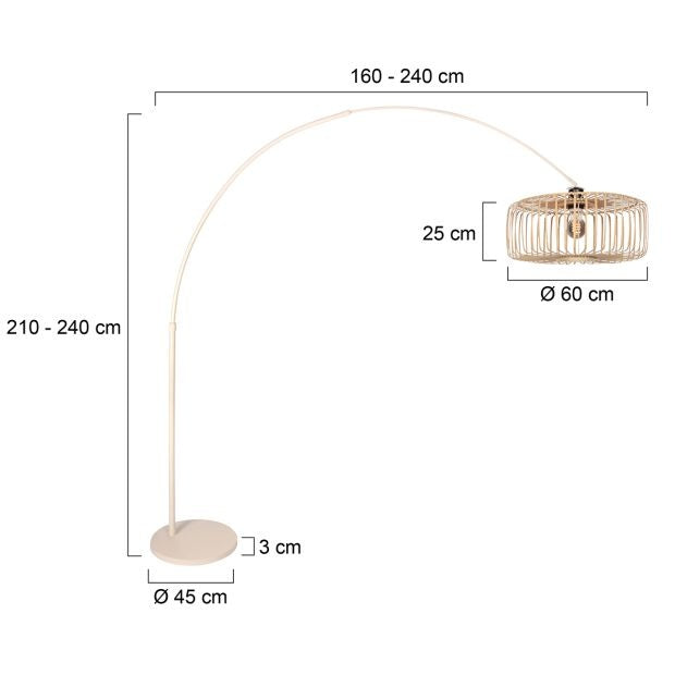 Steinhauer Booglamp Sparkled Light Crème incl. Bamboe Kap Ø 60cm