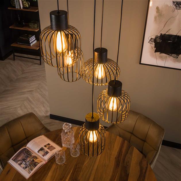 Hoyz - Hanglamp 5L Mix - Getrapt - Metal - Donkergrijs