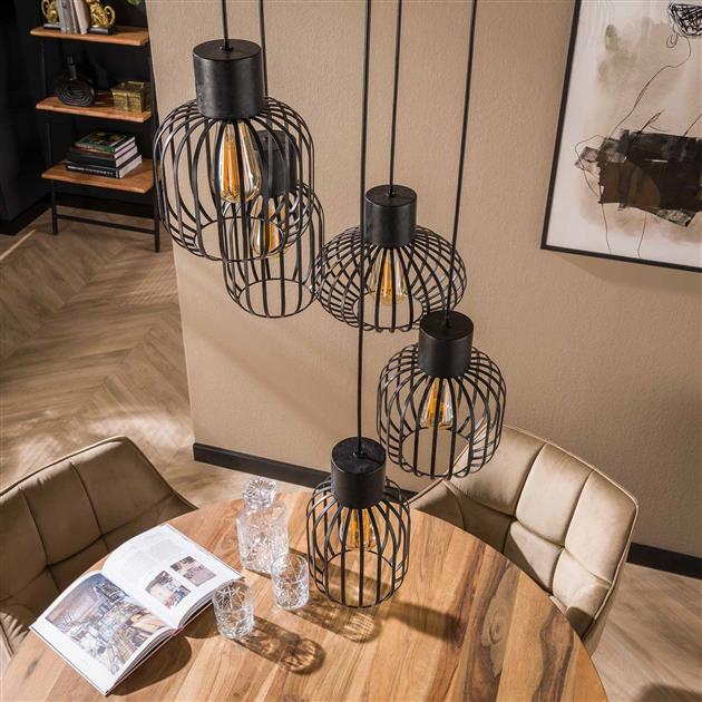 Hoyz - Hanglamp 5L Mix - Getrapt - Metal - Donkergrijs