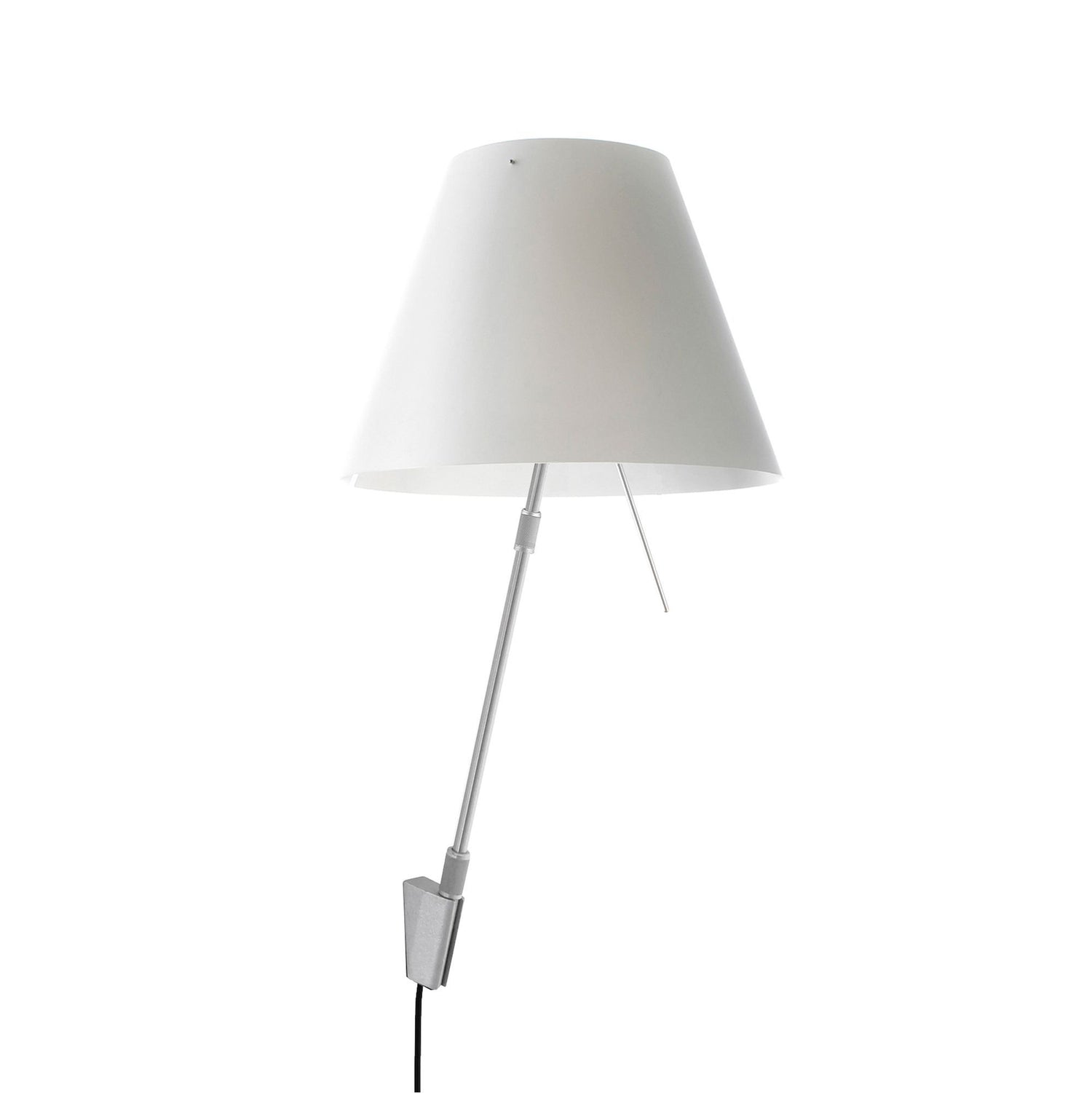 Costanza wandlamp telescopisch met dimmer aluminium body, kap wit