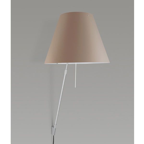 Costanza wandlamp telescopisch met dimmer aluminium body, kap wit
