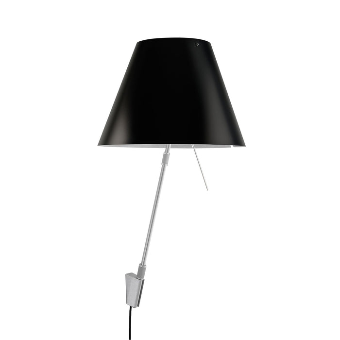 Costanza wandlamp telescopisch met dimmer aluminium body, kap zwart