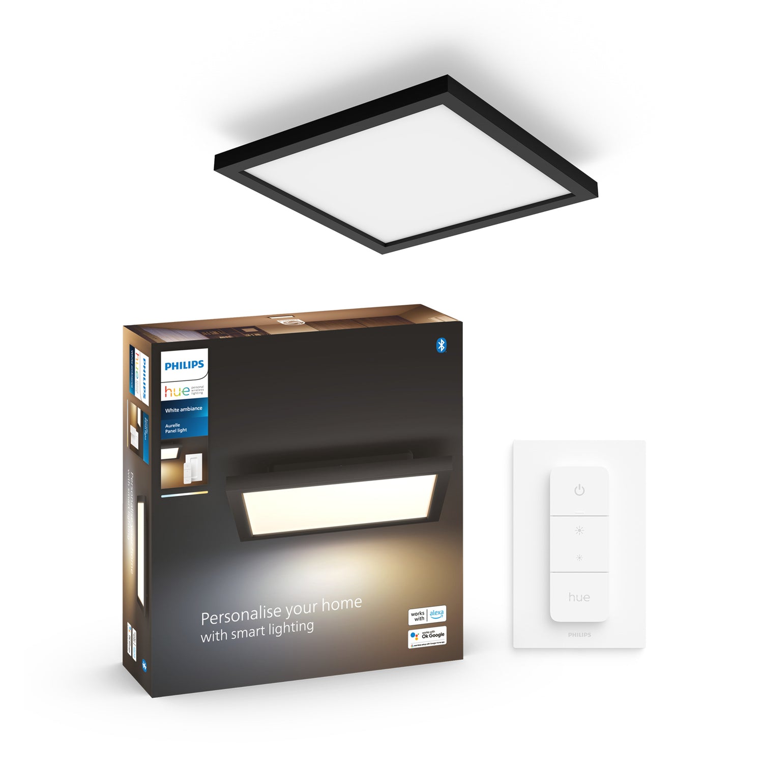Philips Hue Aurelle - paneellamp - warm- tot koelwit licht - zwart - vierkant