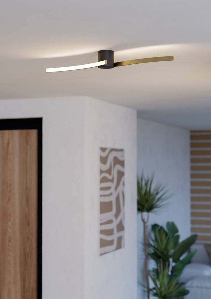 EGLO Aieta Plafonnière - LED - Kunststof - Zwart|Goud