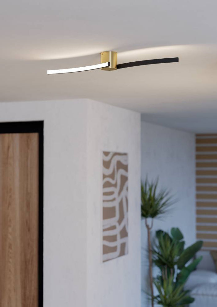 EGLO Aieta Plafonnière - LED - Kunststof - Zwart|Goud