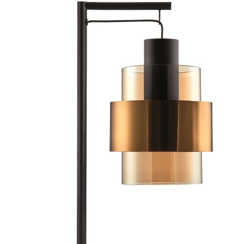 Freelight Tafellamp  Chiasso Zwart Goud & Amber Glas 1 Lichts