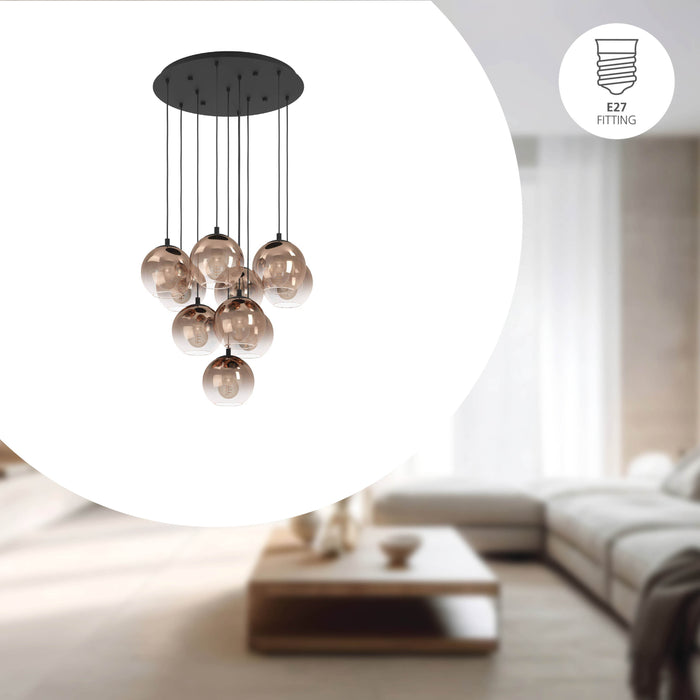 EGLO Ariscani 1 Hanglamp - E27 - Ø 65,5 cm - Koperglas - Zwart