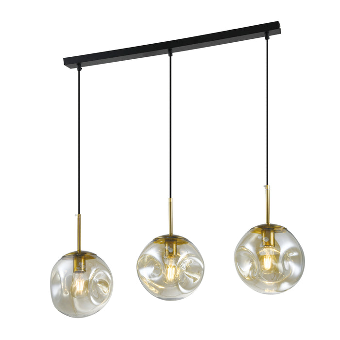 QUVIO Hanglamp eettafel - 3 lichtspunten - Glazen bollen - Metaal