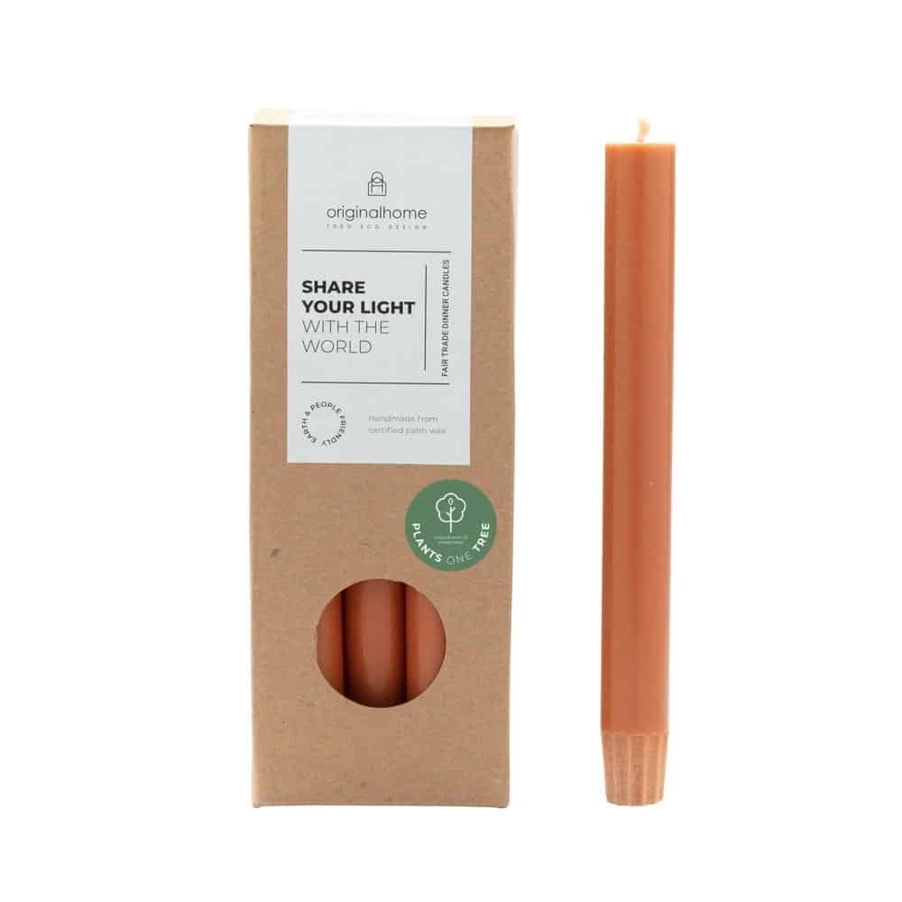 Original Home dinerkaarsen cognac set van 10 (Ø 2,2 centimeter x 20