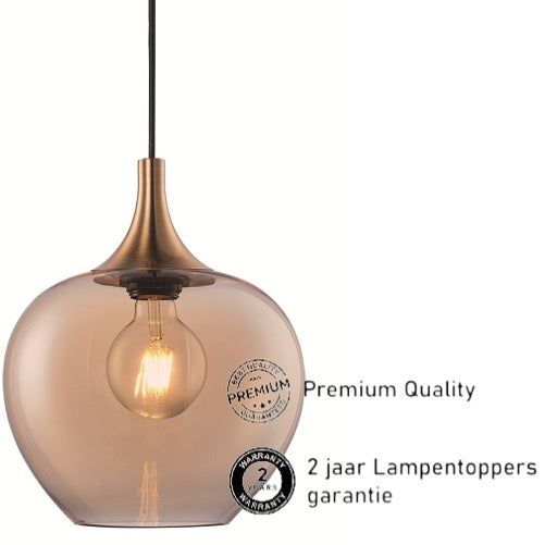 Freelight Hanglamp Fresu Amber Glas 3 Lichts Ø 35cm Fitting E27