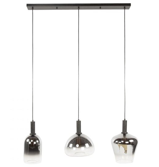 LT-Luce Hanglamp Zenith Mix Zwart - Smoke Glas 3 Lichts