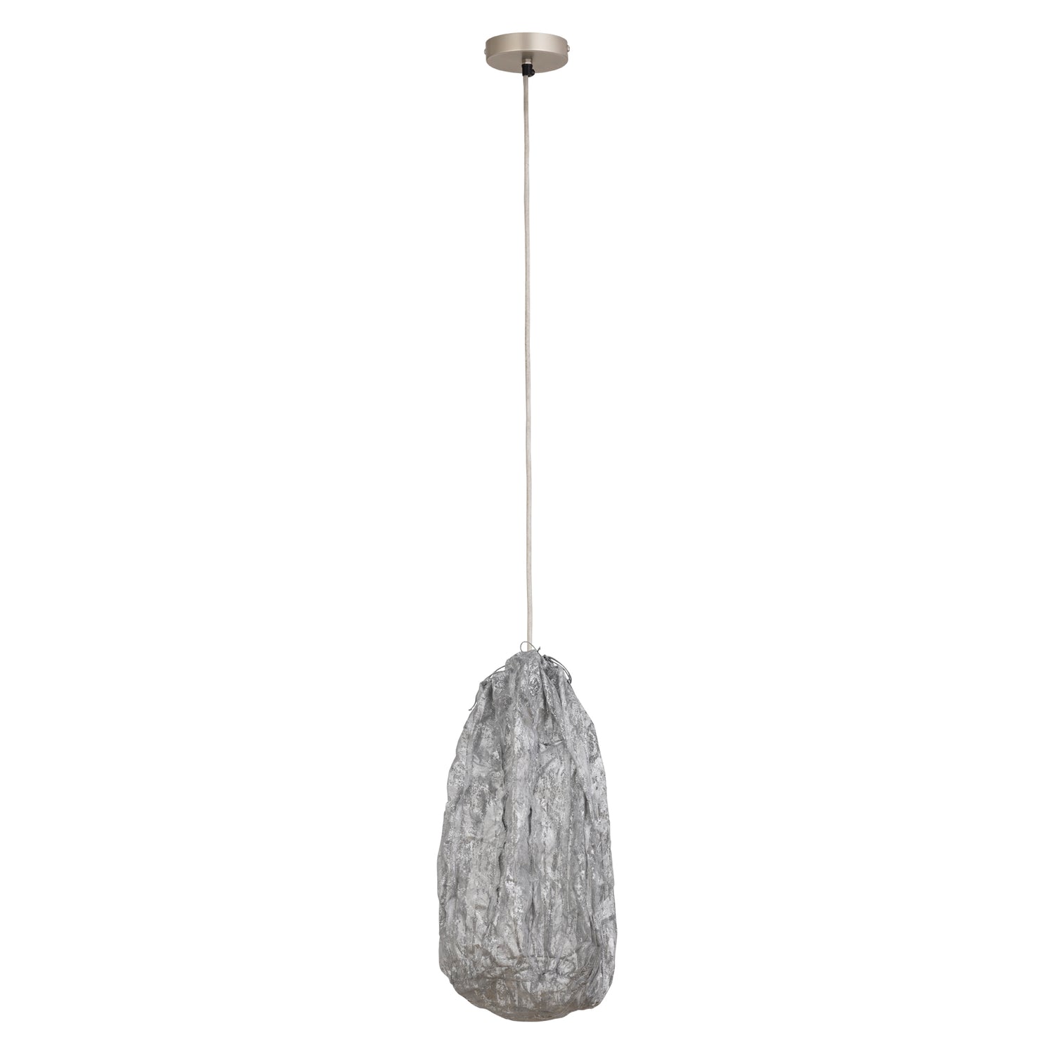 PTMD Maitia Silver Rough Looking Fabric Ceiling Lamp