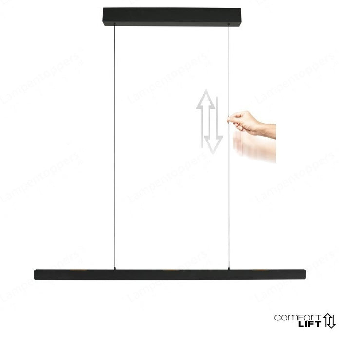 Steinhauer Hanglamp Fluxy Zwart  Easy-lift & Sensor-Dimmer L 160cm