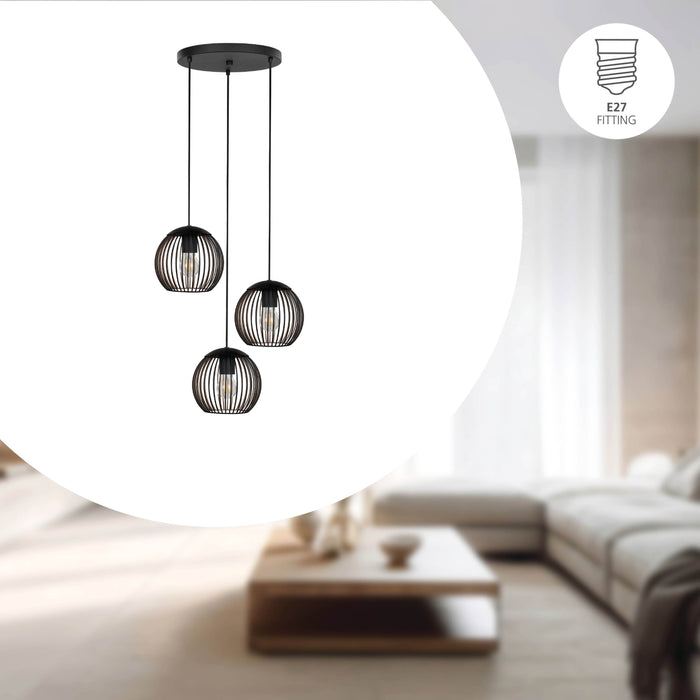 EGLO Almanzora Hanglamp - E27 - Ø 46.5 cm - Staal - Zwart|Koper