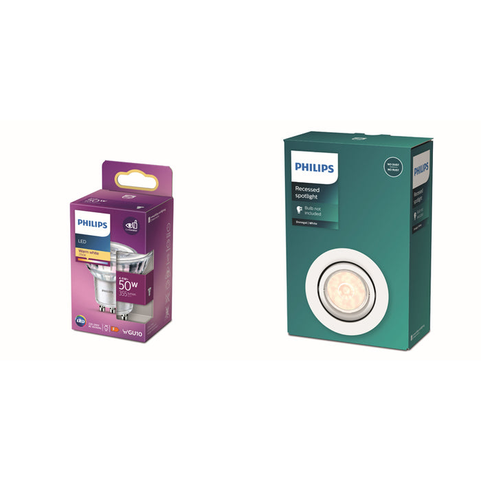 Philips Donegal Inbouwspot - Incl. Philips GU10 LED Lamp - 1-Lichts
