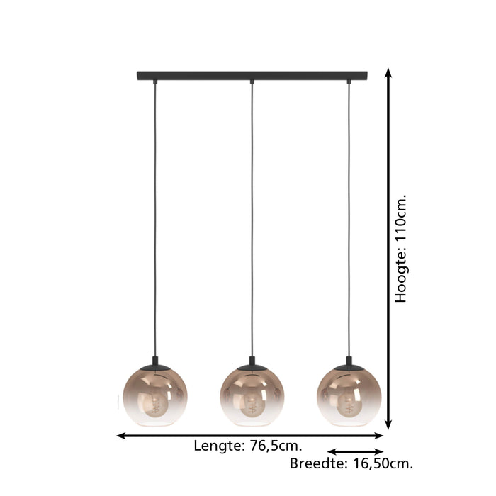 EGLO Ariscani 1 Hanglamp - E27 - 76,5 cm - Koperglas - Zwart