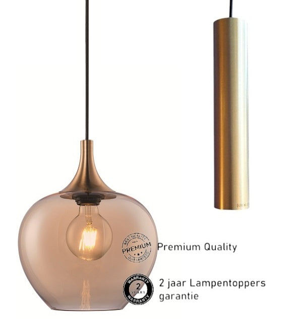 Freelight Hanglamp Fresu Glas Ø 19 cm & Koker Ø 5.5 cm  5 Lichts  Balk