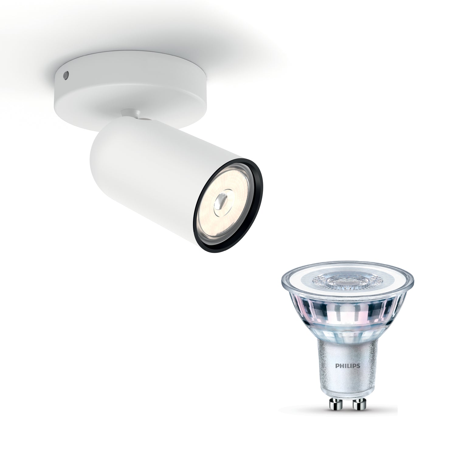 Philips Pongee Opbouwspot - Incl. Philips LED Lamp - Wandspot - 1 Spot