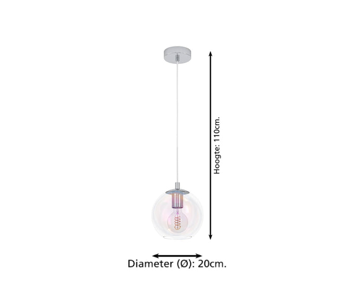 EGLO Ariscani 2 Hanglamp - E27 - Ø 20 cm - gekleurd glas - Chroom