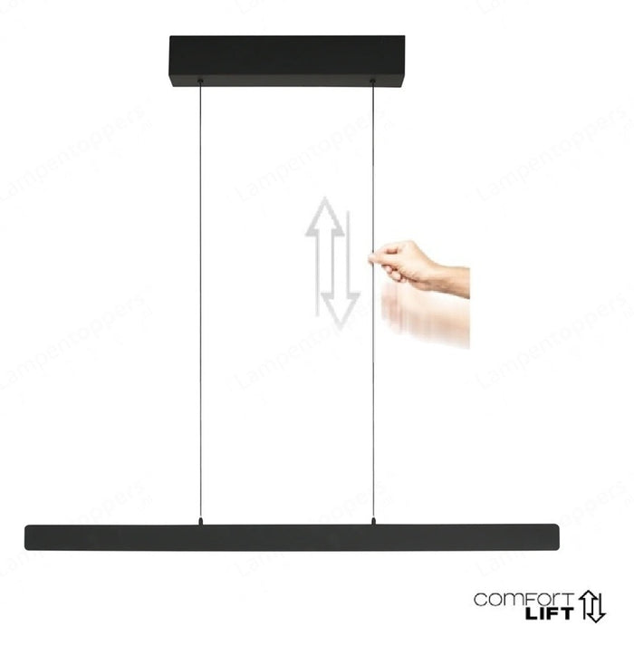 Steinhauer Hanglamp Fluxy Zwart Easy-lift & Sensor-Dimmer L 120 cm