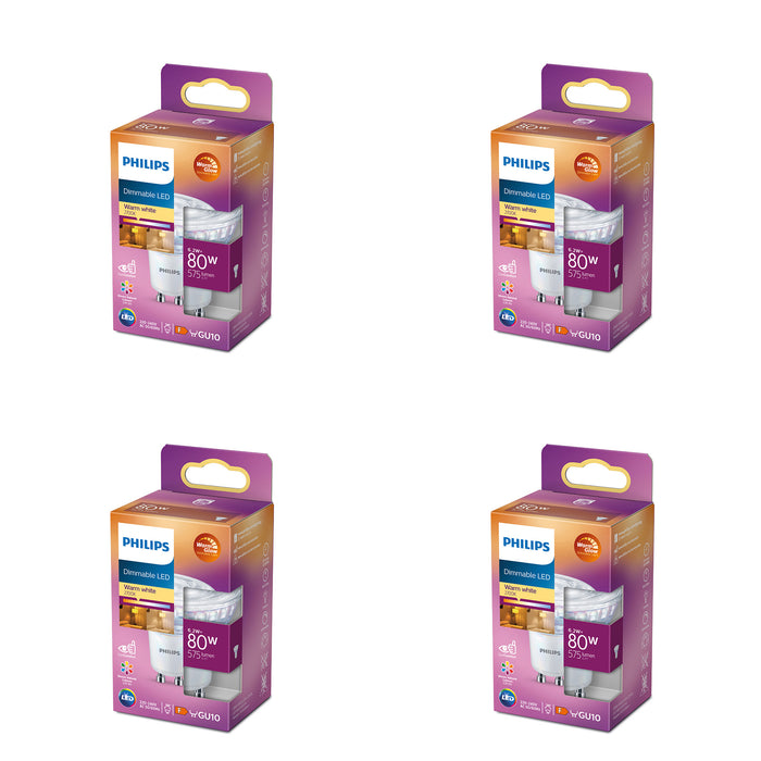 Philips Voordeelverpakking GU10 - WarmGlow LED Spots - Set van 4 Stuks