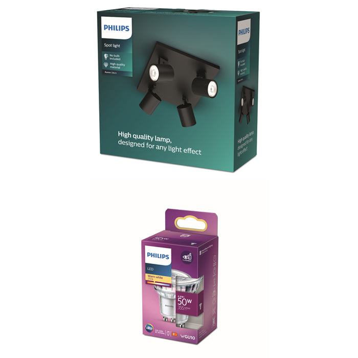 Philips Runner Opbouwspot - Incl. Philips LED Lamp - 4 Spots