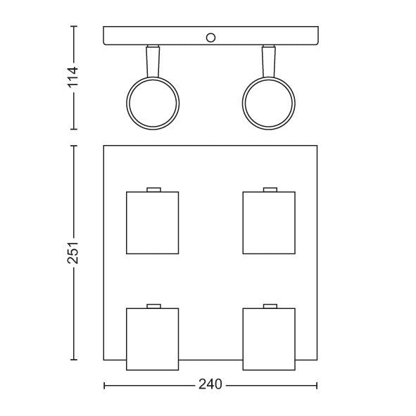 Philips Runner Opbouwspot - Incl. Philips LED Lamp - 4 Spots