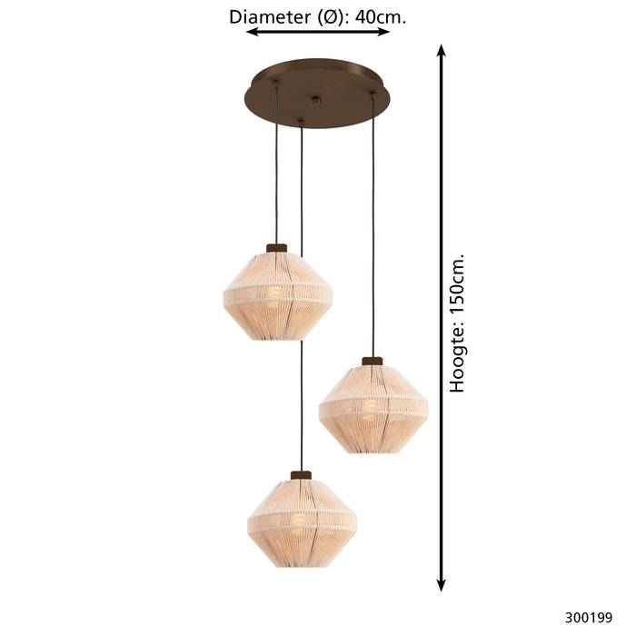EGLO Orimini Hanglamp - E27 - Ø 48 cm - Crème|Brons - Textiel