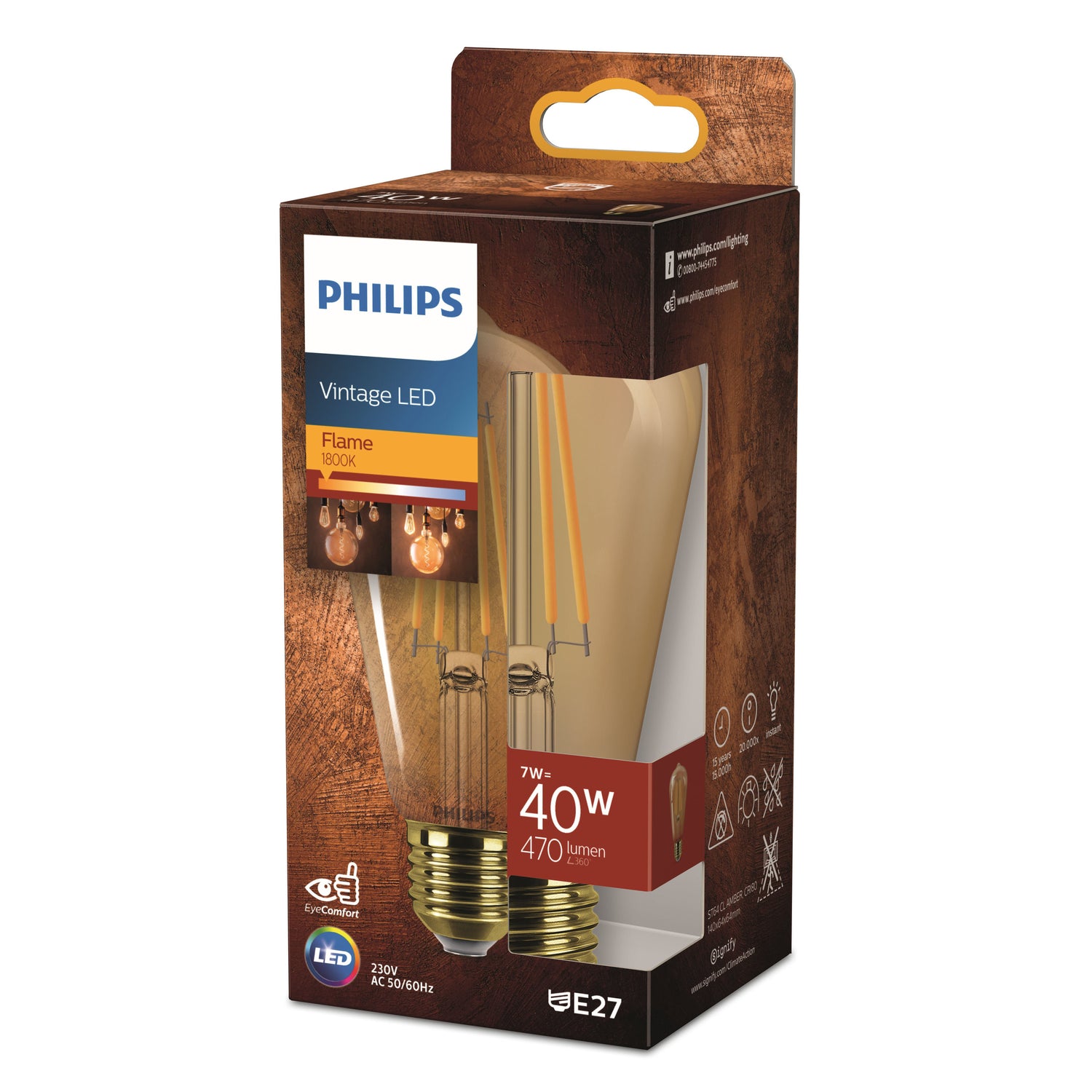 Philips LED Edison Goud - 48 W - E27 - Extra warmwit licht