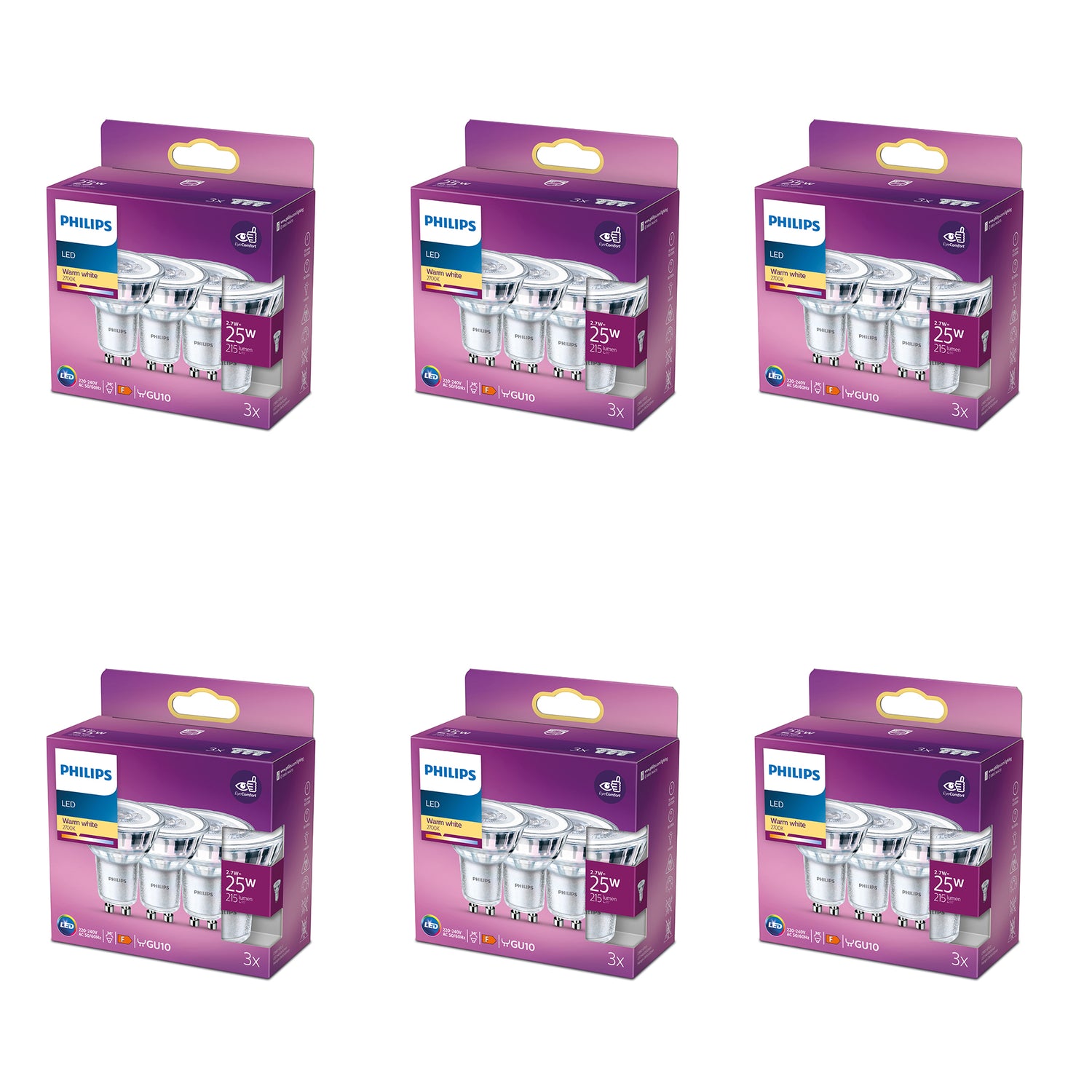 Philips Voordeelverpakking GU10 - LED Spotlamp - Set van 18 Stuks