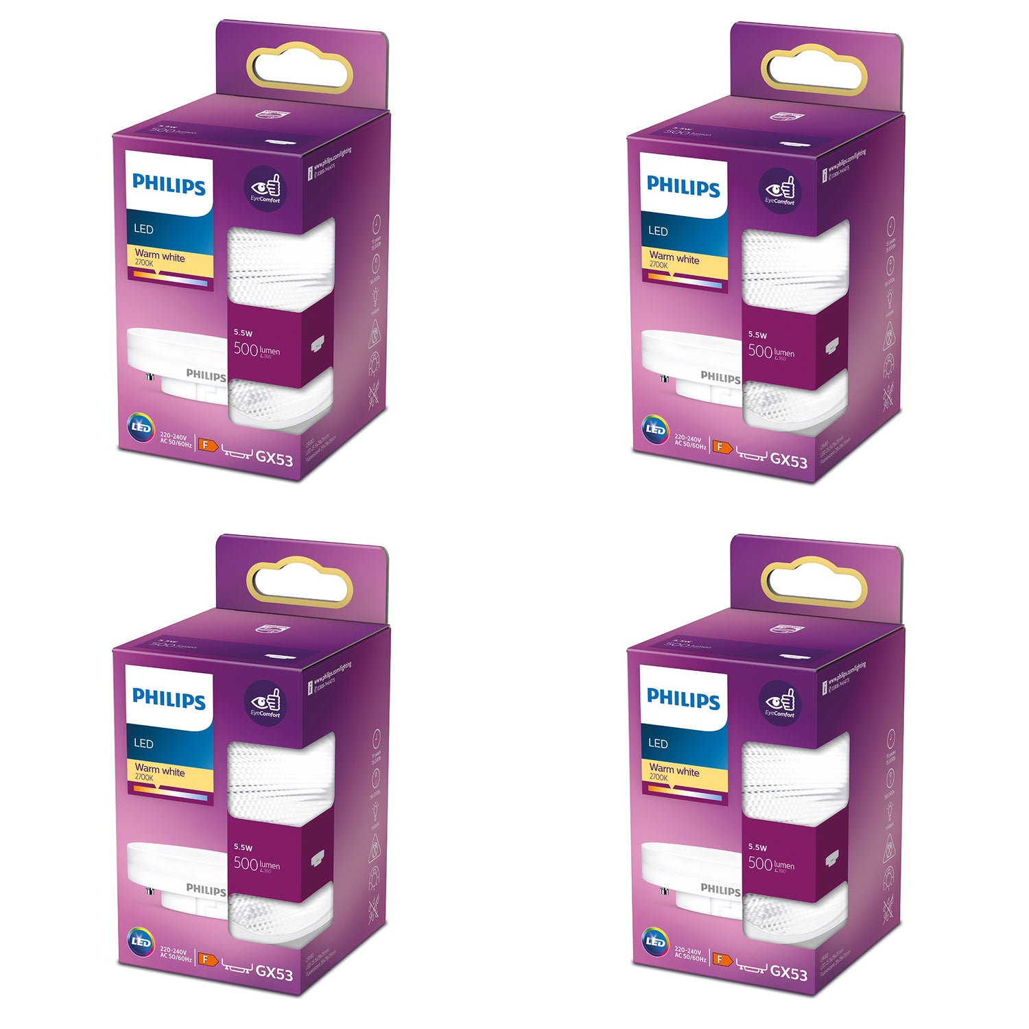 Philips Voordeelverpakking GX53 - LED Spotlamp - Set van 4 Stuks