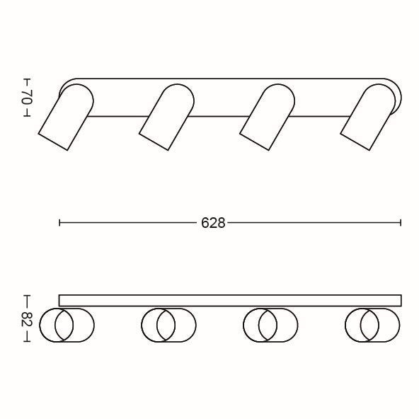 Philips Pongee Opbouwspot - Incl. Philips LED Lamp - 4 Spots