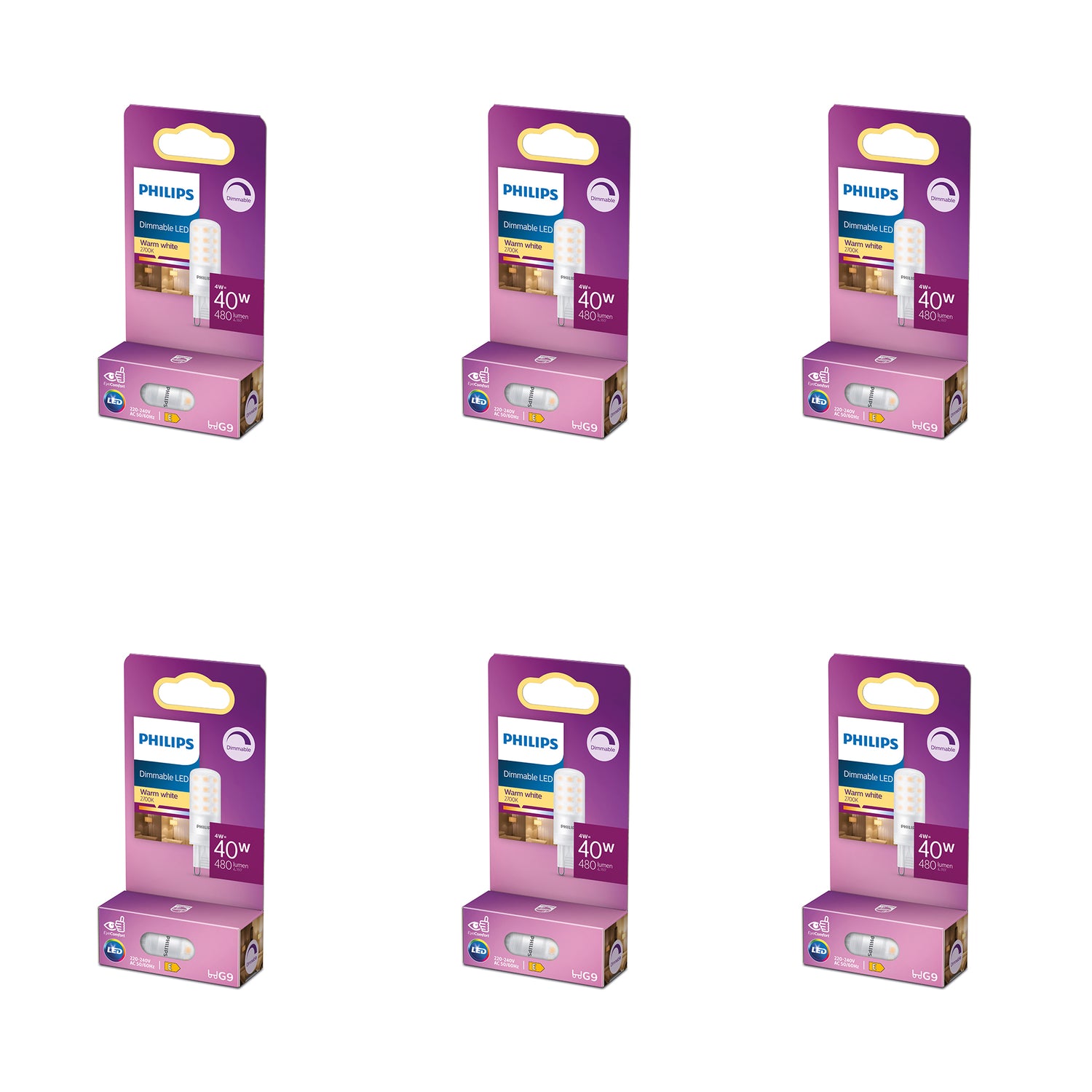 Philips Voordeelverpakking G9 - LED Capsulelamp - Set van 6 Stuks