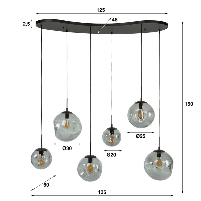AnLi Style Hanglamp Stellar Black 6L