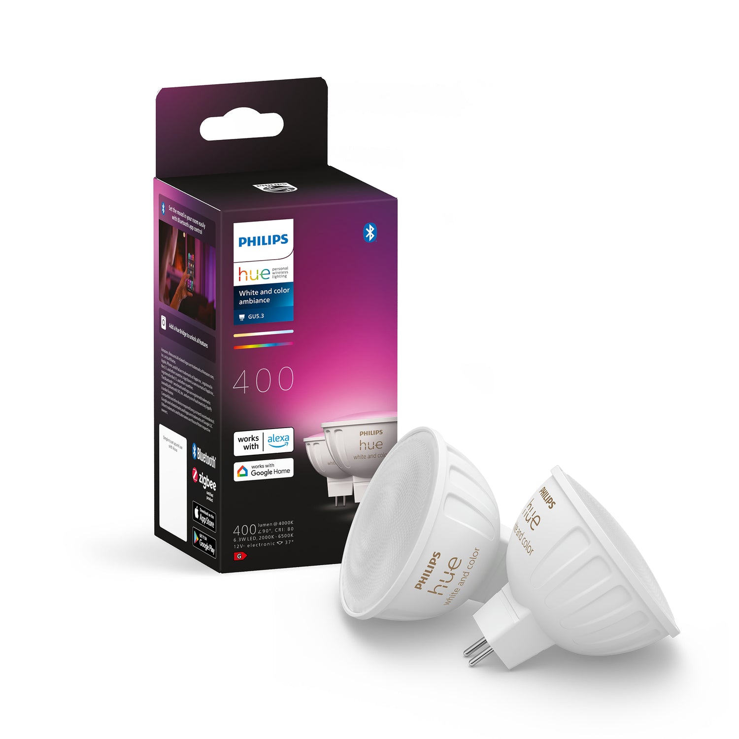 Philips Hue spot - wit en gekleurd licht- 2 pack - MR16