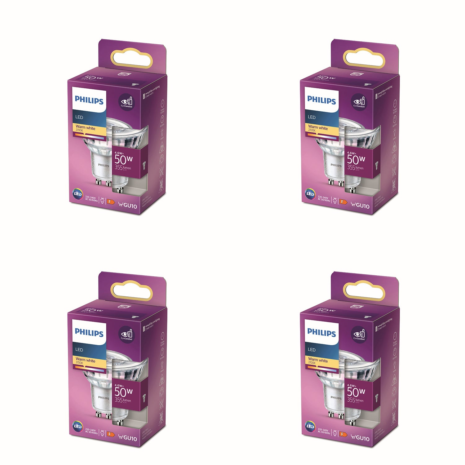 Philips Voordeelverpakking GU10 - LED Spotlamp - Set van 4 Stuks