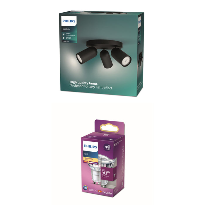Philips Pongee Opbouwspot - Incl. Philips LED Lamp - 3 Spots