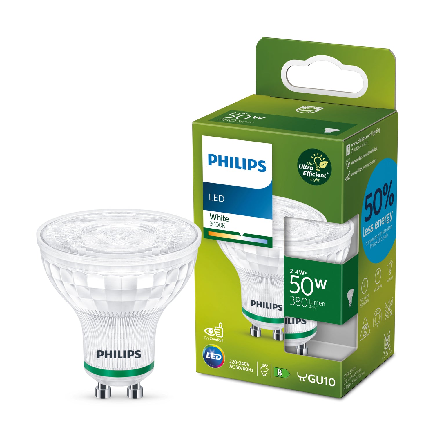 Philips Ultra Efficient LED spot - 50 W - GU10 - Wit licht
