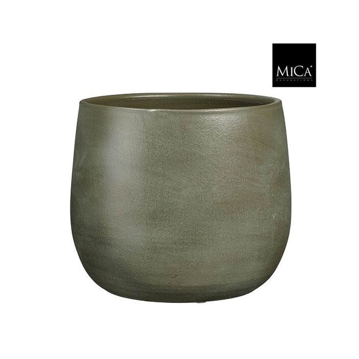 Mica Decorations Bloempot Sevilla - 27x27x24 cm - Terracotta - Donker Groen