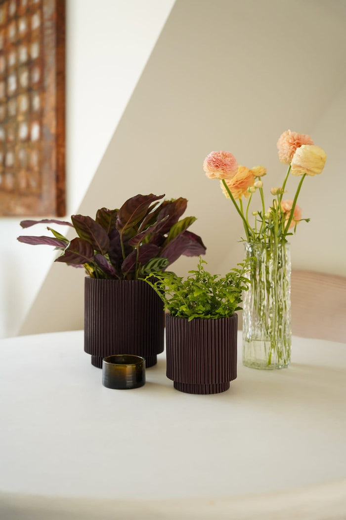 Capi Europe - Vaas cilinder Groove  - 19x21 - Wit